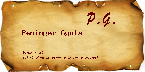 Peninger Gyula névjegykártya